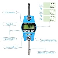 Vista 4 de Balanza digital de grúa Outmate 300kg/660lbs 200kg/440lbs con LED, balanza colgante mini portátil para garaje, granja, caza, pesca, etc 661.4