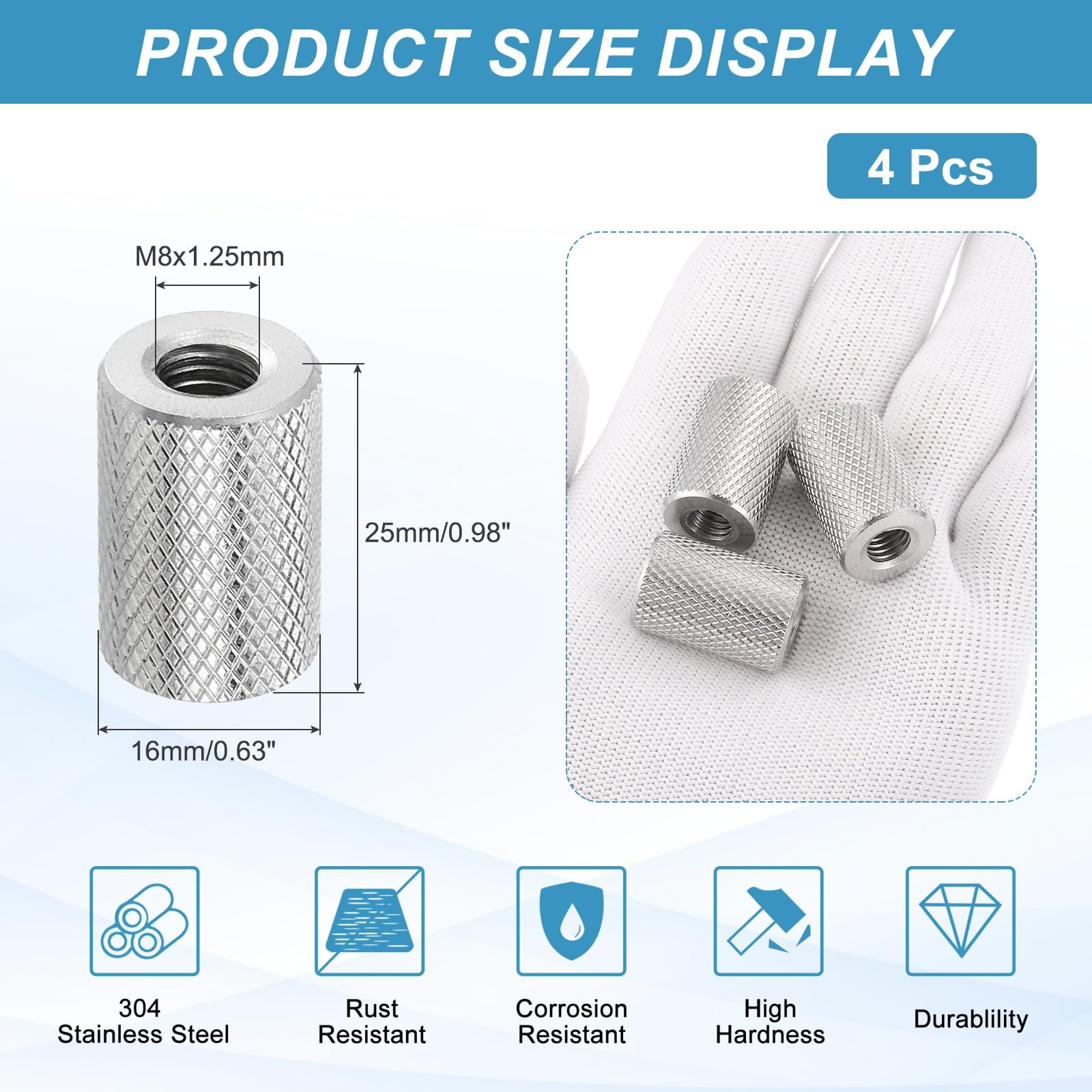 PATIKIL M8 Round Connector Nuts - Image 2