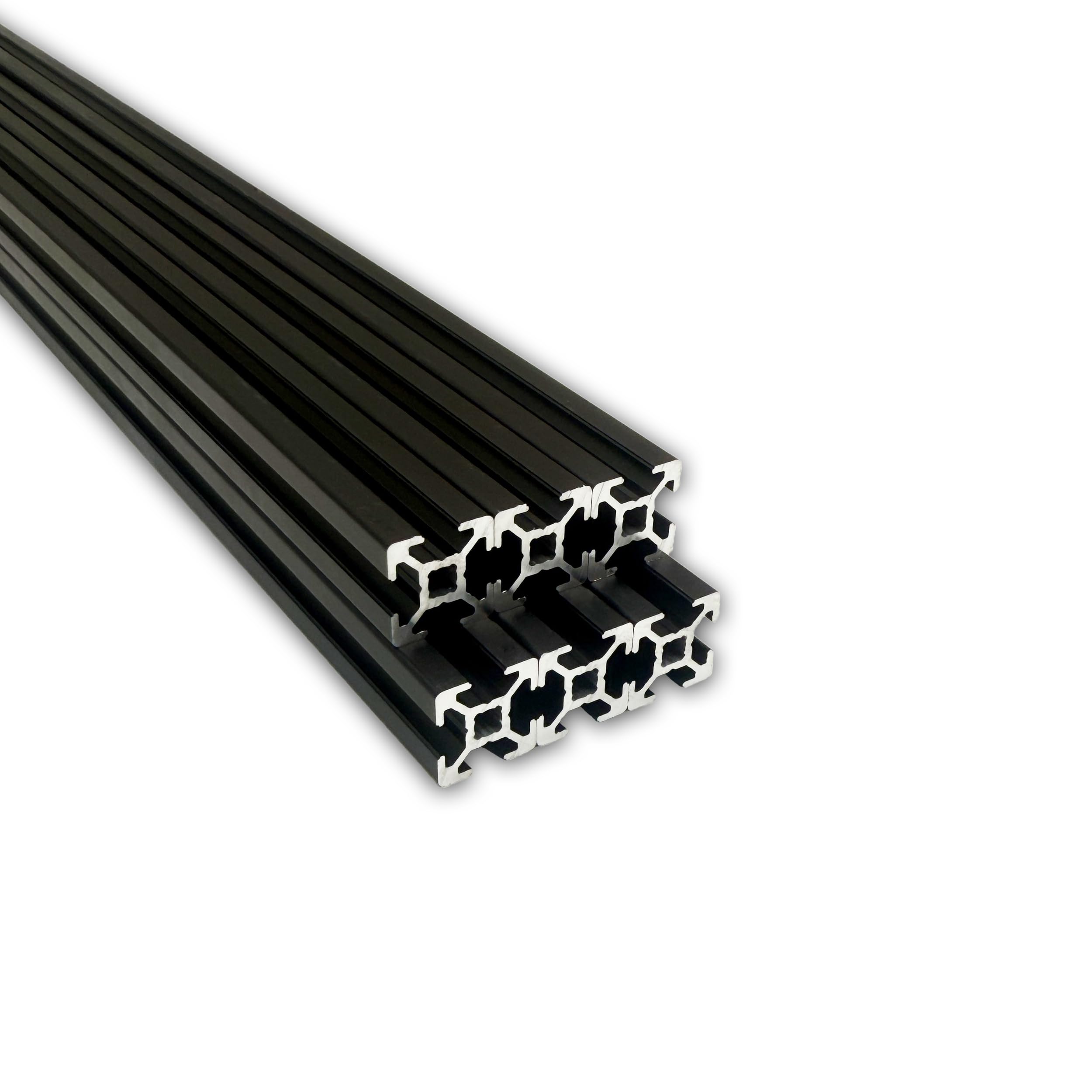 Aluprofil 20x20 mm | Nut 6 | 3 Stück mit 2 Meter = 6 Meter | schwarz eloxiert E6/C35 | Aluminium Profil | Nutenprofil | Aluprofil | Alu Profil | Leicht | B-Typ | Montagesystem