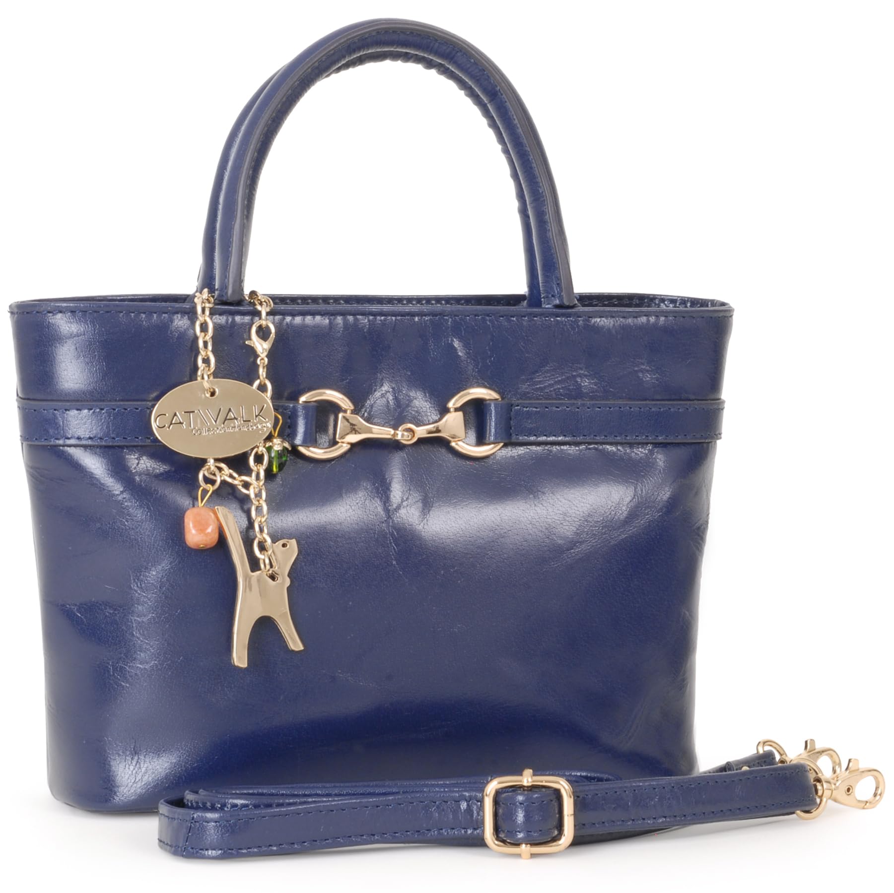 Catwalk Collection Handbags - Bolso de Mano con Correa Bandolera de Piel Auténtica - Bolso con Asa Pequeño - Bolsito Bandolera de Mujer - Camilla