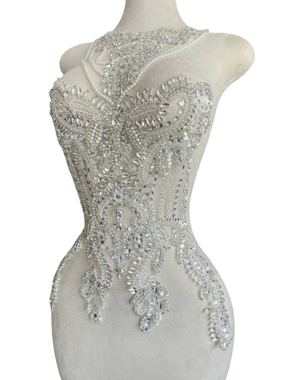 Applique de Corsage en Strass Brillants Faits à la Main, Perles à Coudre, Pierres, Garnitures, Accessoires pour Robe