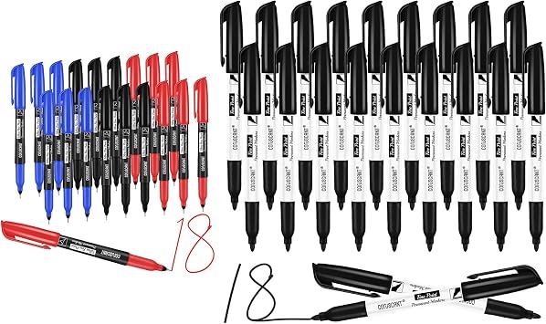 Ultra Fine Tip 3 Colors and Black Fine Point Permanent Markers Bulk