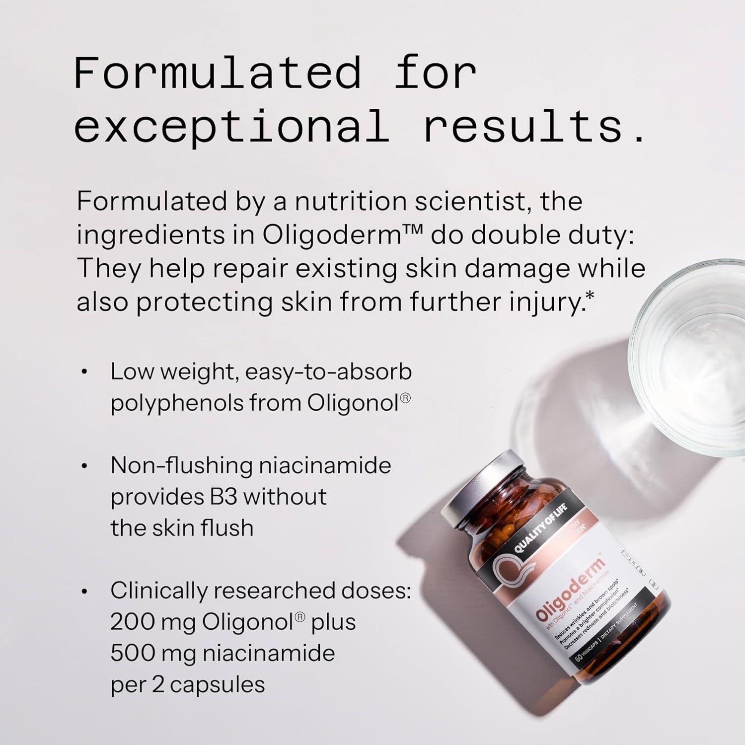 Quality of Life Oligoderm, Premium Skin Support Supplement Featuring Oligonol and Niacinamide - 60 Capsules - Image 5