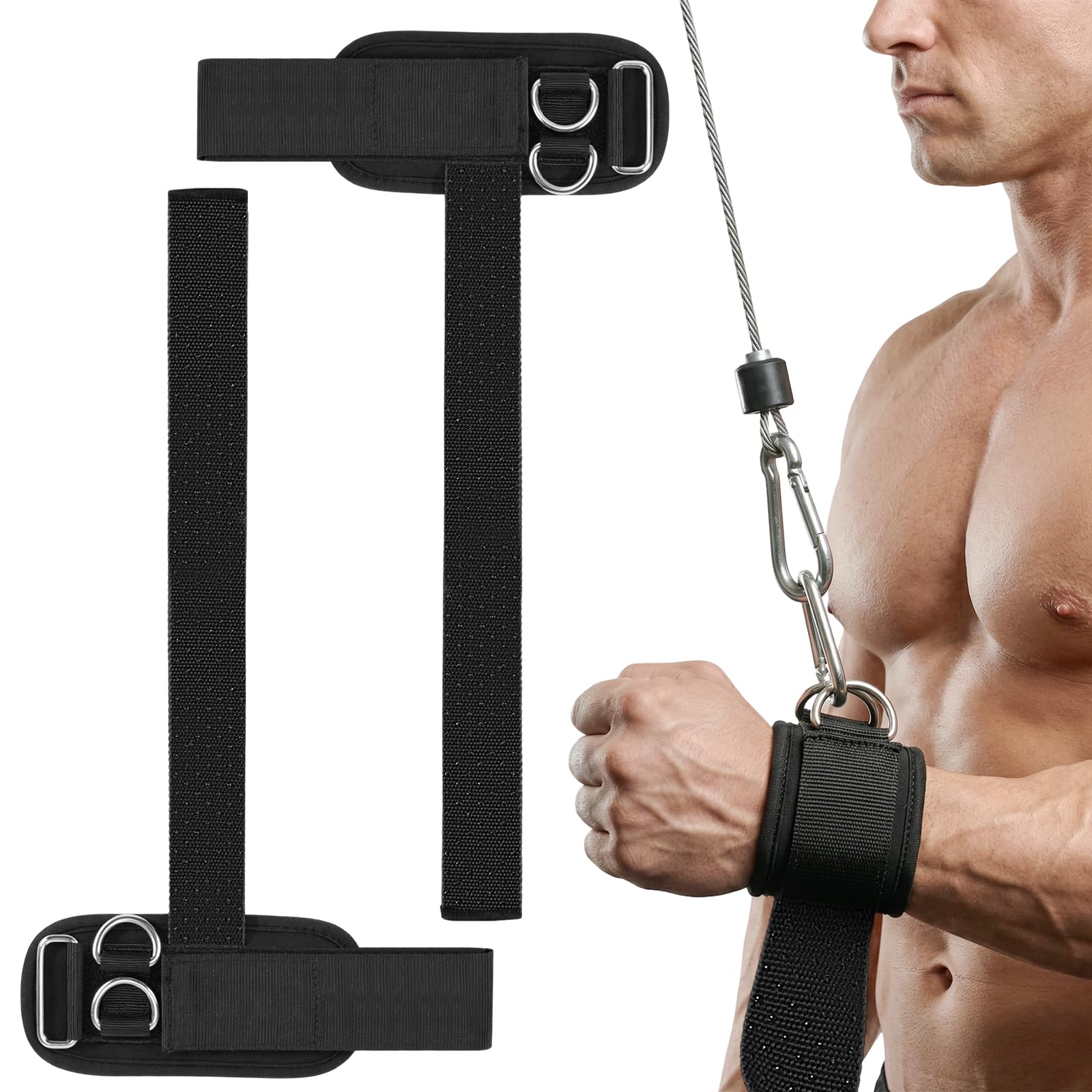 2pcs Weight Lifting Straps,With Cuffed D Ring,Enhanced Grip,Wrist Support