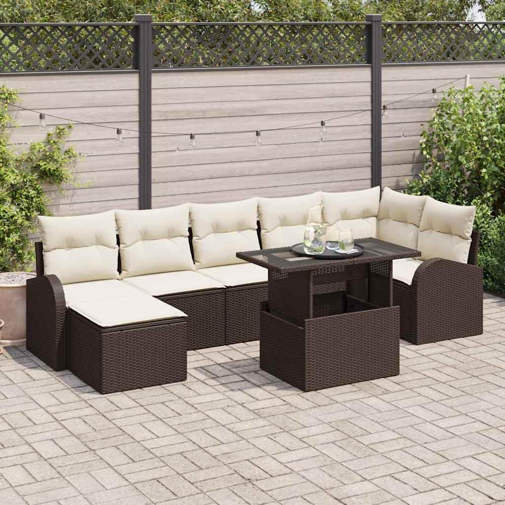 Hothingwell Modułowa sofa ogrodowa 8-częściowa brązowa poli rattan