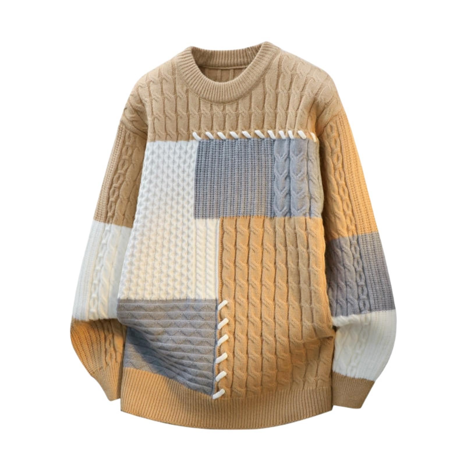 Pull homme automne simple polyvalent manches longues en maille douce - 7