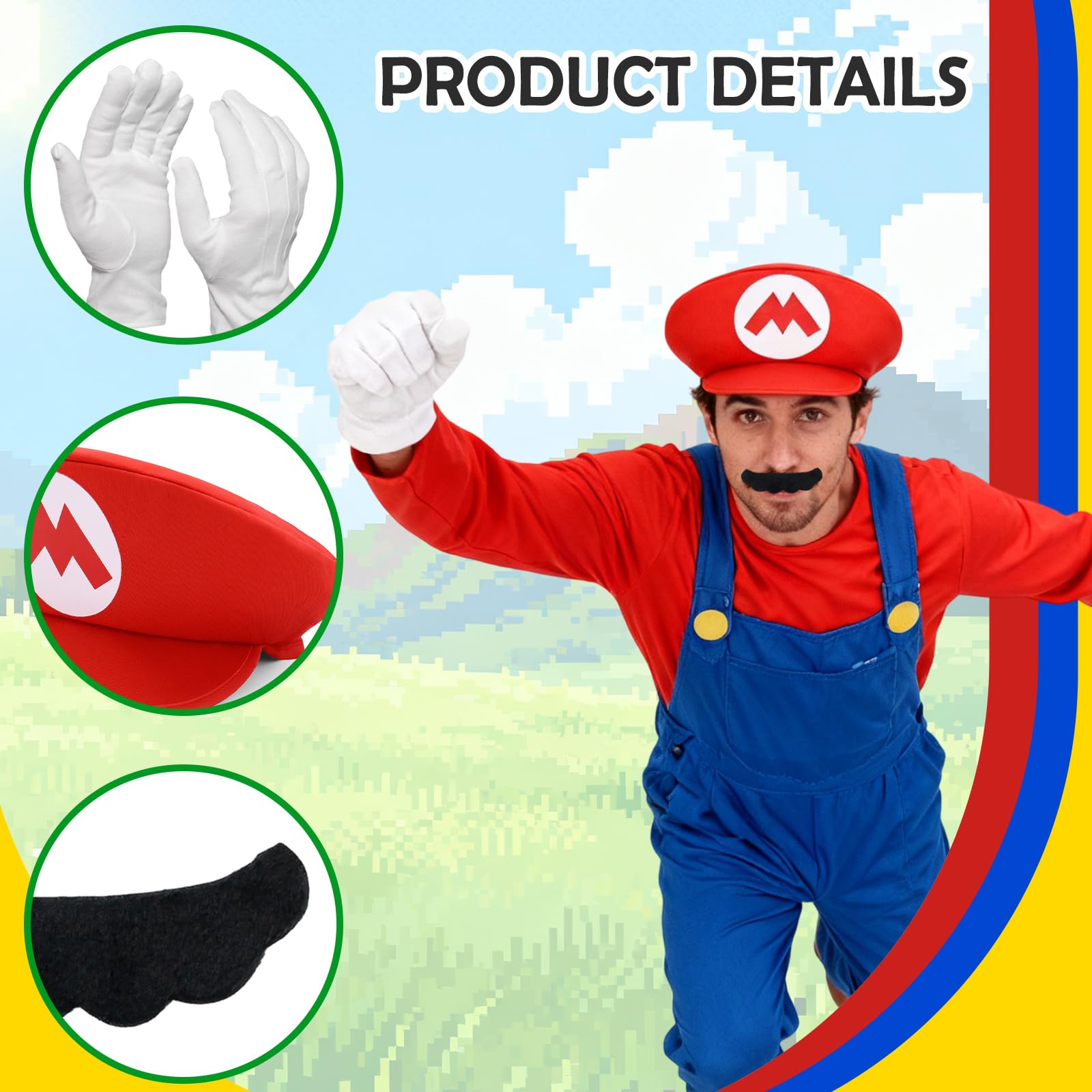 CERCTLA Super Workman Costumes, Cosplay Costume Accessories Kits with Cap Beard Gloves - Image 3