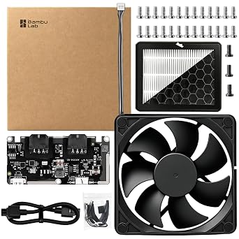 Original Bamboo P2S External Exhaust Fan Kit with Filter for Bambu Lab P2S 3D Printer, Active Airflow Exhaust Ventilation Upgrade - Reduce VOC & Fumes, Improve Filtration & Print Environment