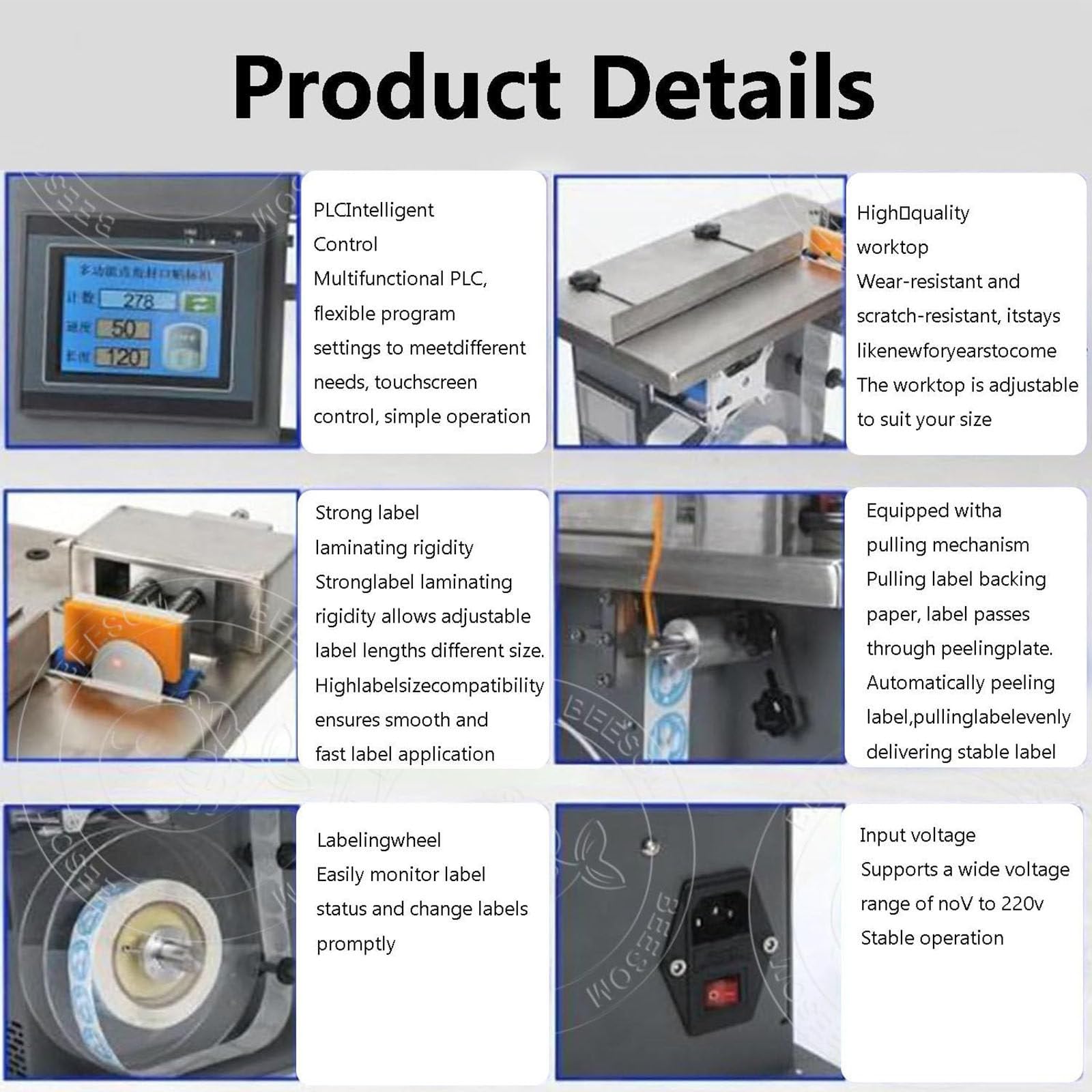 Maszyna do etykietowania 200 W, półautomatyczna etykieciarka 90 stopni, centrowanie PLC, 15-30 szt./min dla produktów φ15-30 mm, nadaje się do żywności, elektroniki, drukowania