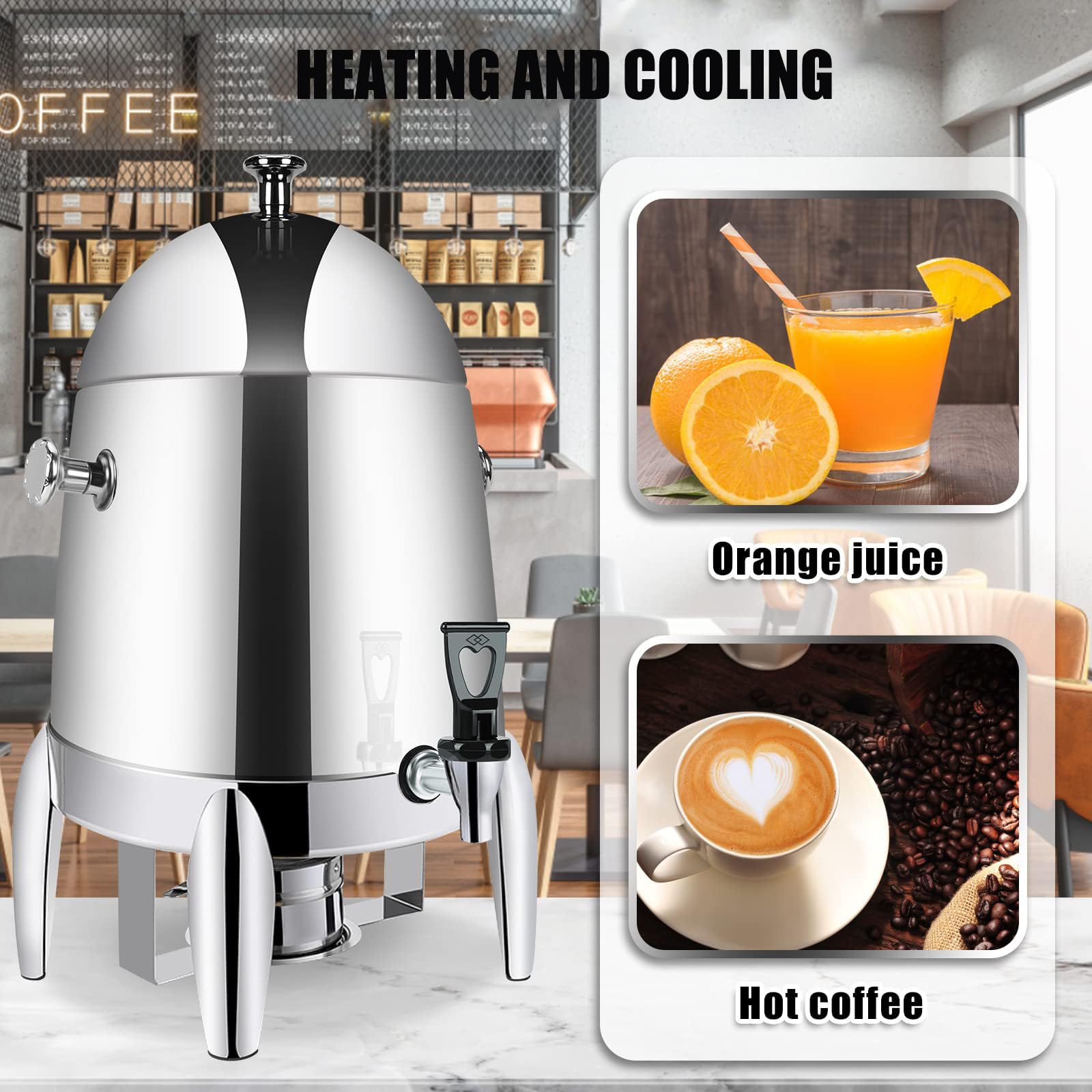 Contenitore per caffè da 12 Litri e distributore di Bevande Calde, distributore di succhi con Rubinetto, Secchiello per Latte di soia Isolato con Alcol, distributore di Bevande Fredde Self-Service
