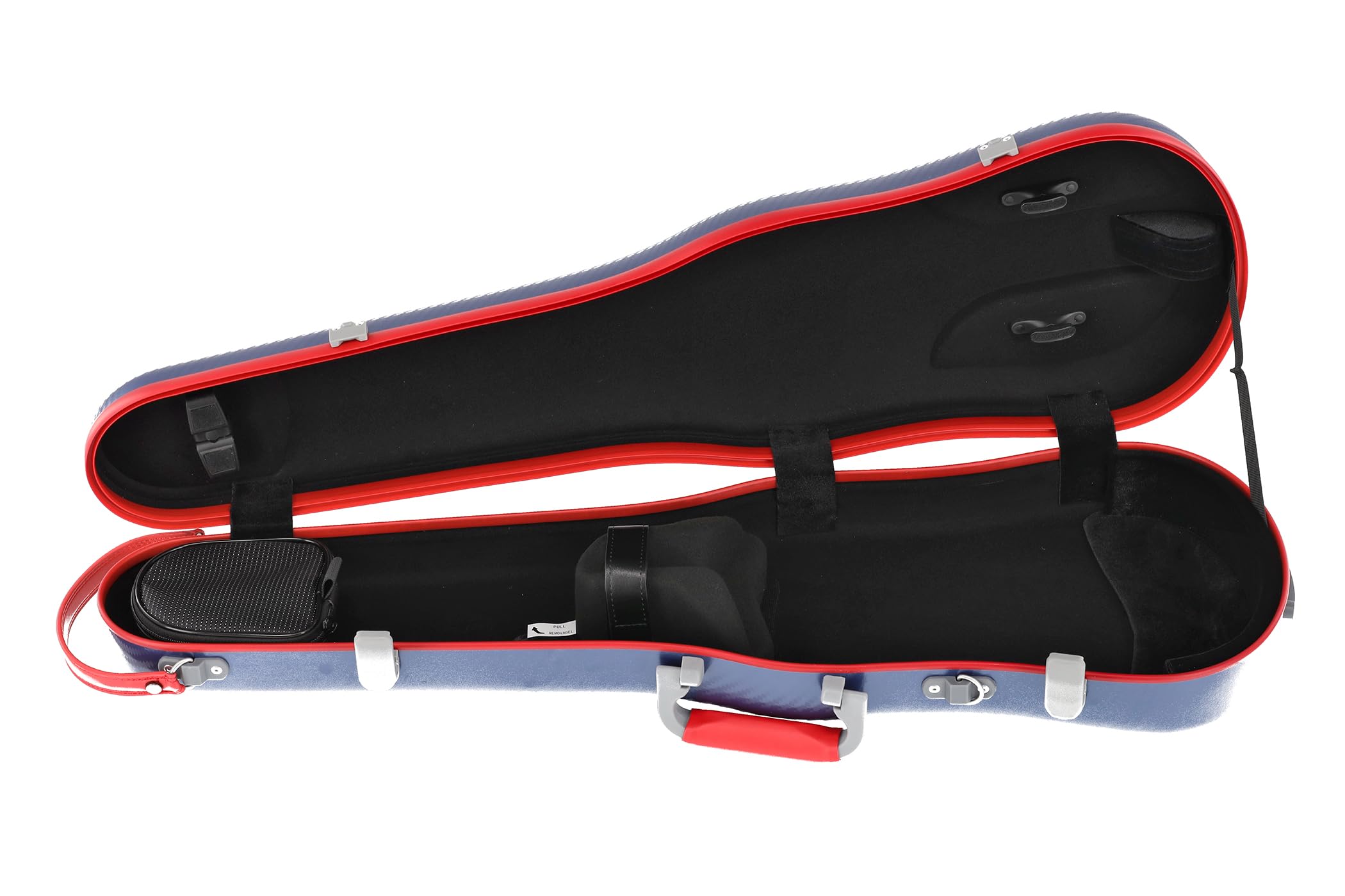 GEWA Custodia per violino FUN Series policarbonato 4/4-1/2 dimensione Blu/Rosso, interno nero, 2 cinghie zaino rimovibili, tasca accessori, sospensione imbottita, maniglia laterale aggiuntiva