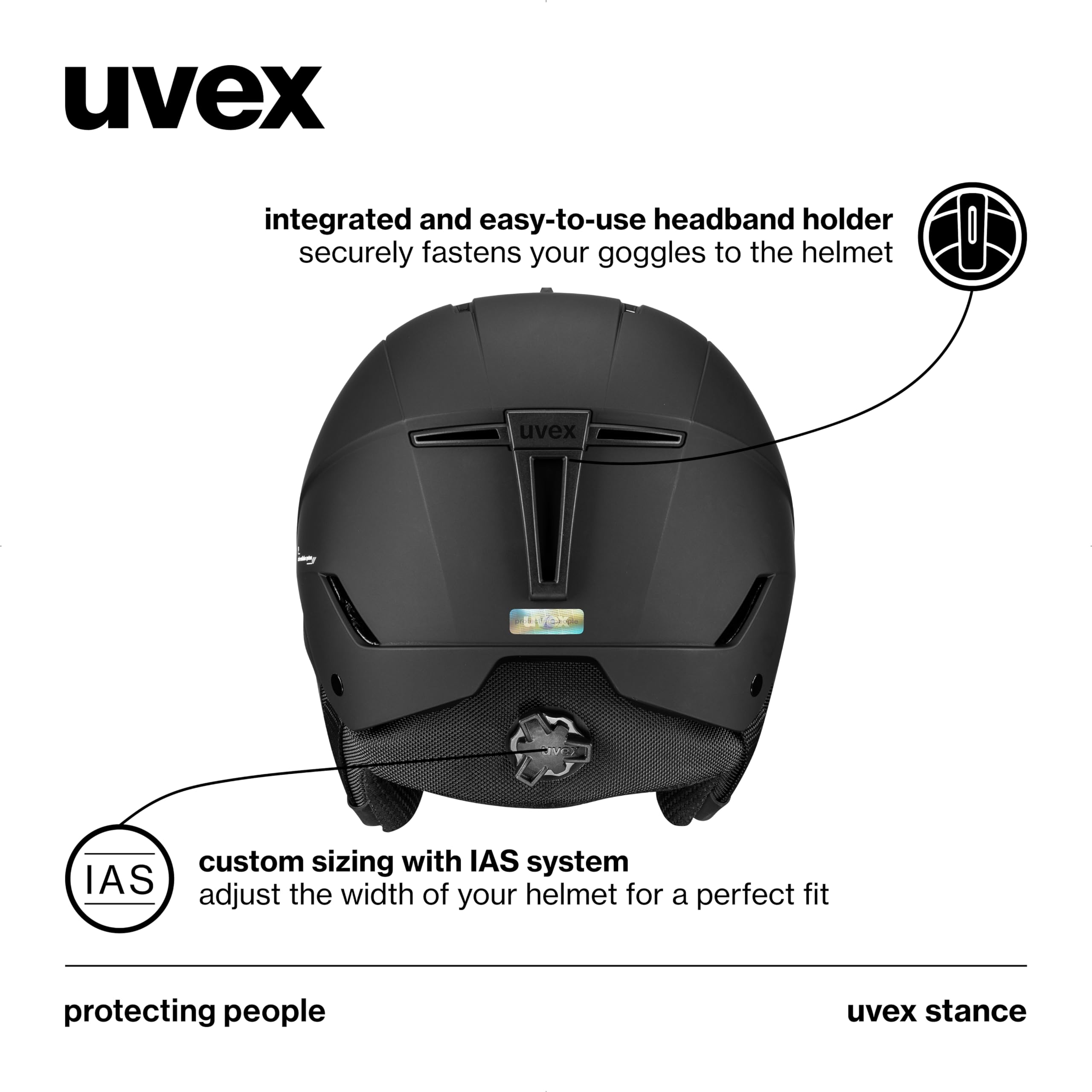 uvex stance, casco da sci Unisex adulto, black matt, 58-62 cm