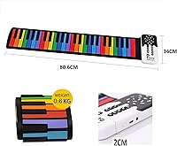 Vista 4 de Piano electrónico de música digital enrollable de 49 teclas, recargable, función de grabación, 8 tonos, 6 canciones de demostración educativas