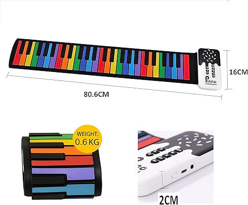 Miniatura 4 de Piano electrónico de música digital enrollable de 49 teclas, recargable, función de grabación, 8 tonos, 6 canciones de demostración educativas y