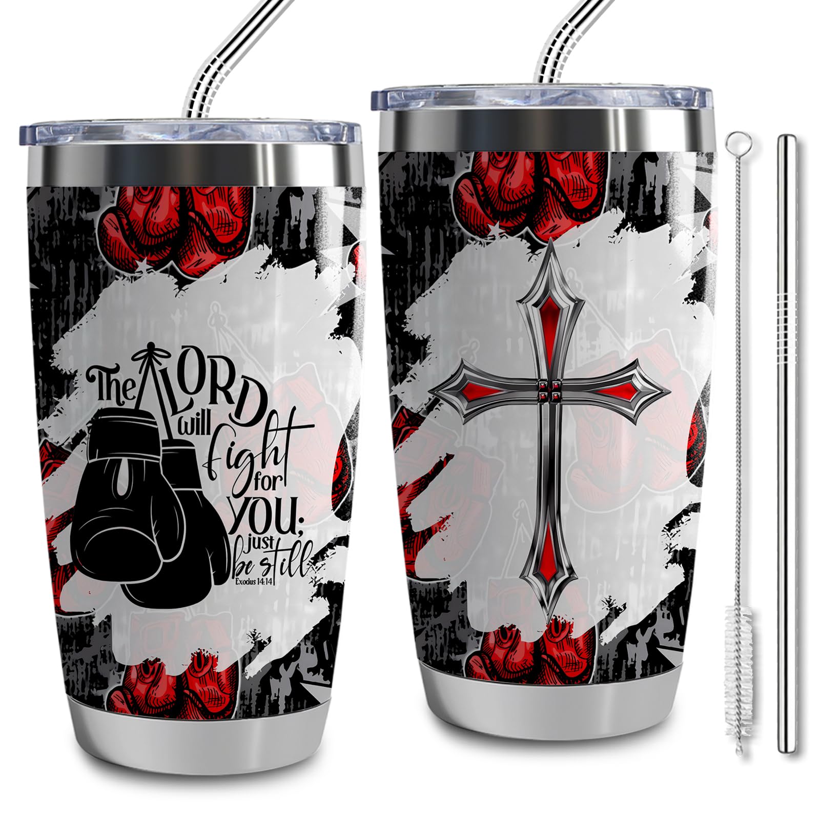 LLKJHGE Boxing Gifts Tumbler for Boxing Fans,20 oz Stainless Steel Insulated Tumblers with Lid, Future Boxer Gift Boxing Lovers Gifts Colleague Leaving Gift (The Lord will light)