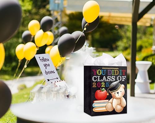 Miniatura 6 de WaaHome Bolsa de regalo de graduación con texto en inglés "You Did It", bolsa de regalo de graduación grande de 2025 a 11.5 pulgadas, para niñas,