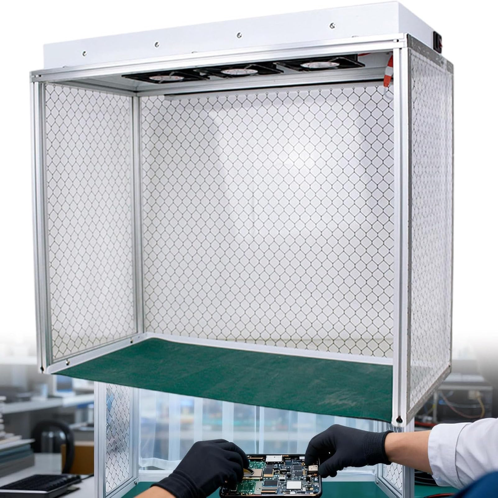 Cabina de Flujo laminar Vertical portátil con 3ventiladores y Filtro HEPA 110V | Estación de trabajo portátil de flujo laminar con base de silicona para cultivos de laboratorio