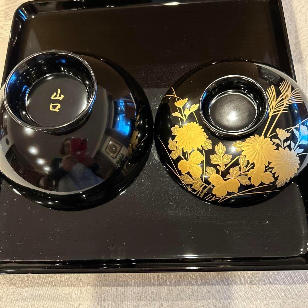 漆器 椀 5個セット 金色の花模様 漆器 椀 5セット 金色花模様