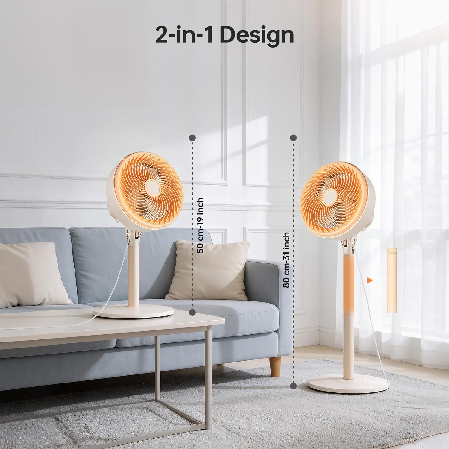 10" Modern Standing Fan for Bedroom, Sleek Oscillating Pedestal Fan, 3-Speed & Height Adjustable Compact Floor Fan for Home Office & Dorm