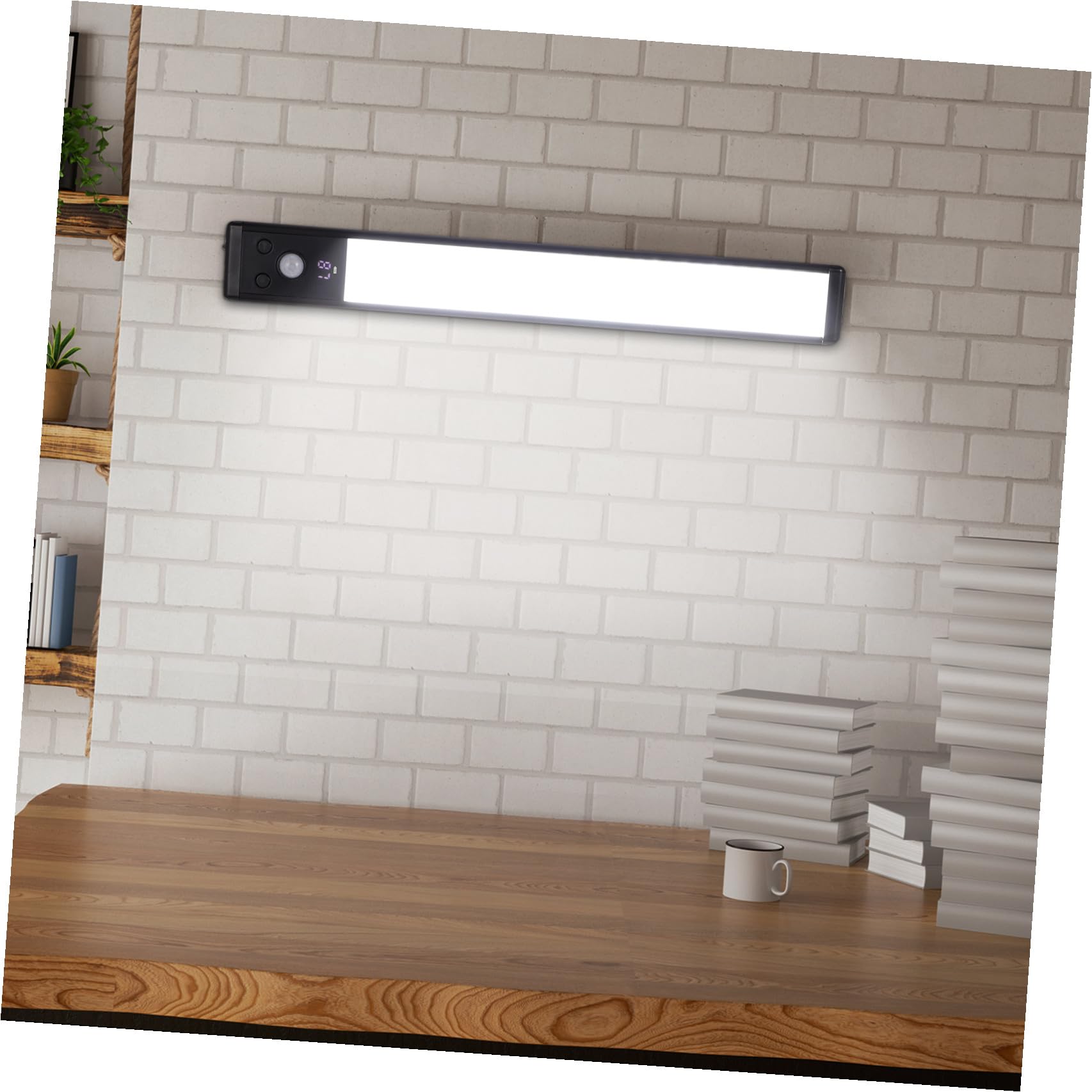 ULTECHNOVO Confezione da 4 Luci Led con Sensore di Movimento per Sottopensili da Cucina, Strisce Luminose a Induzione Led Nere per Corridoi, Scale E Porte.