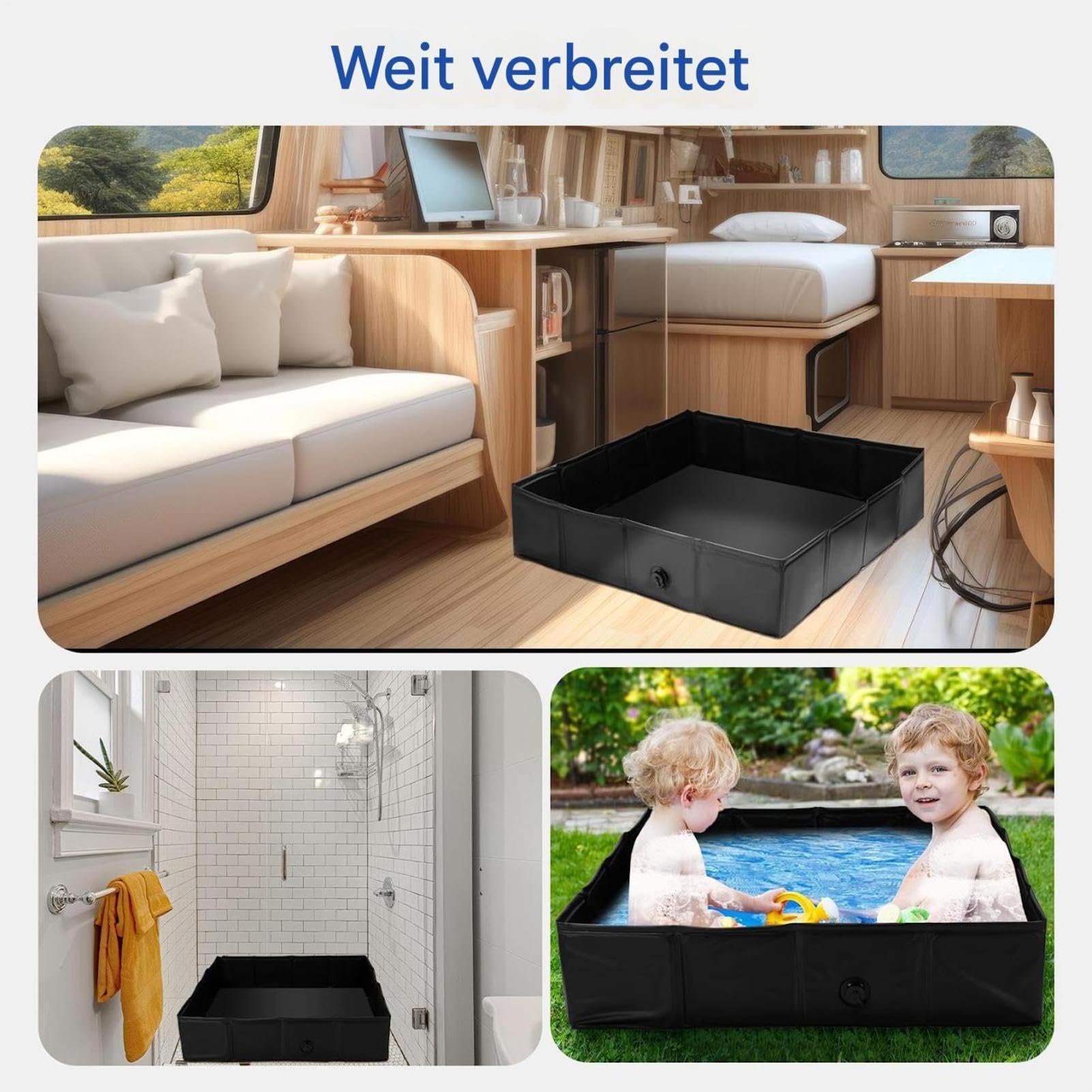 Klappbare Duschwanne Wasserdichtes Becken Mit Ablaufloch | Tragbare Camping Duschwanne für Dusche und Umzäunungen -Vor-Bodenplatte Für Campingplatz, Wohnmobil Und Wohnwagen