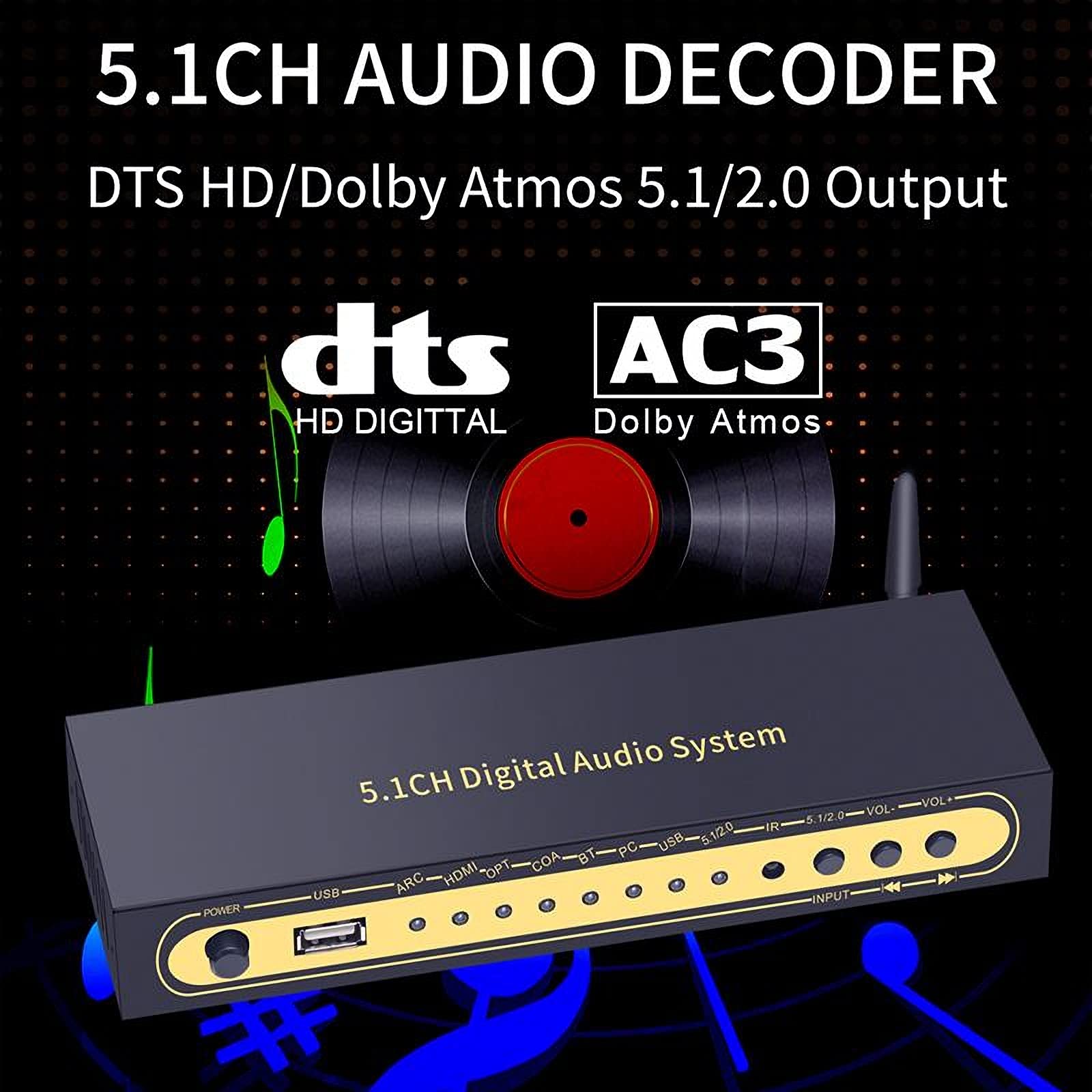 HDMI-Audiodecoder, Mit 24 Bit/192 kHz Audio-DSP, USB/optisch/koaxial Auf RCA AUX, Kompatibel Mit ARC SPDIF Koaxial RCA DTSHD AC3 FLAC APE 4K*2K