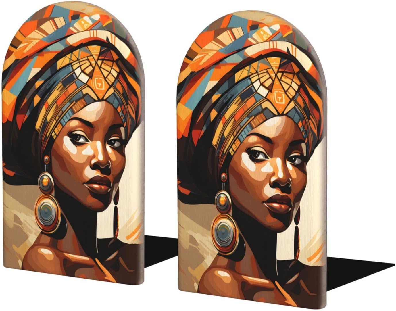 Black Girl Bookends 1 Pair African American Woman Book Ends for Shelves,Bookends for Heavy Books, Book Holder Decorative for Desk Office School