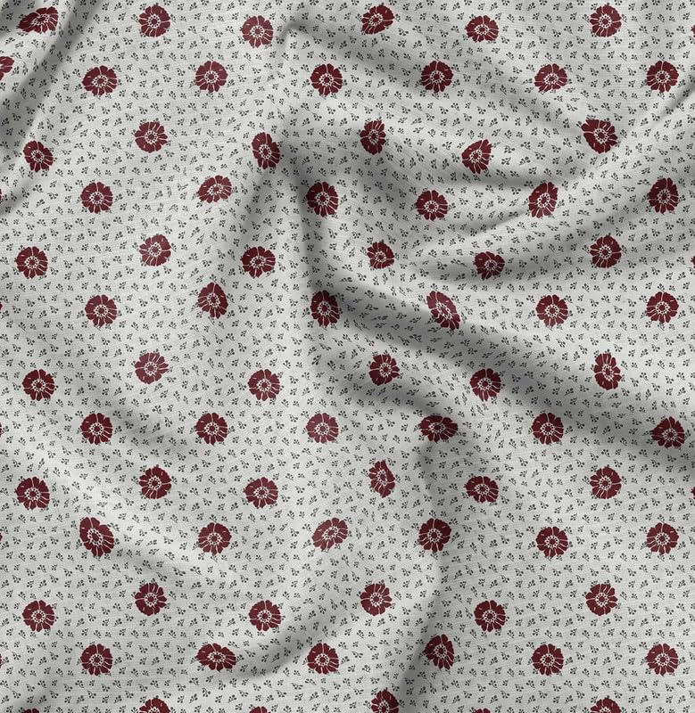 Soimoi Floral Print - White, Premium Cotton Cambric Fabric - Medium Weight Material for Quilting, Kurtis, Blouse, Kids Clothing, Tunic, Curtains - 42" Inch Wide, 1 Meter