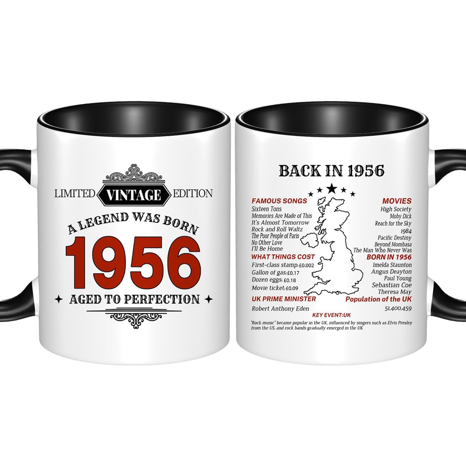 LIRONGTAGE Vintage 1956 Mug, Turning 70 Year Old Birthday Gifts, 70th Birthday Gifts for Men Women, Ceramic 11oz Coffee Cup, Coffee Gifts for Men, Women, Mom, Dad, Wife, Husband, Sister, Best Friends