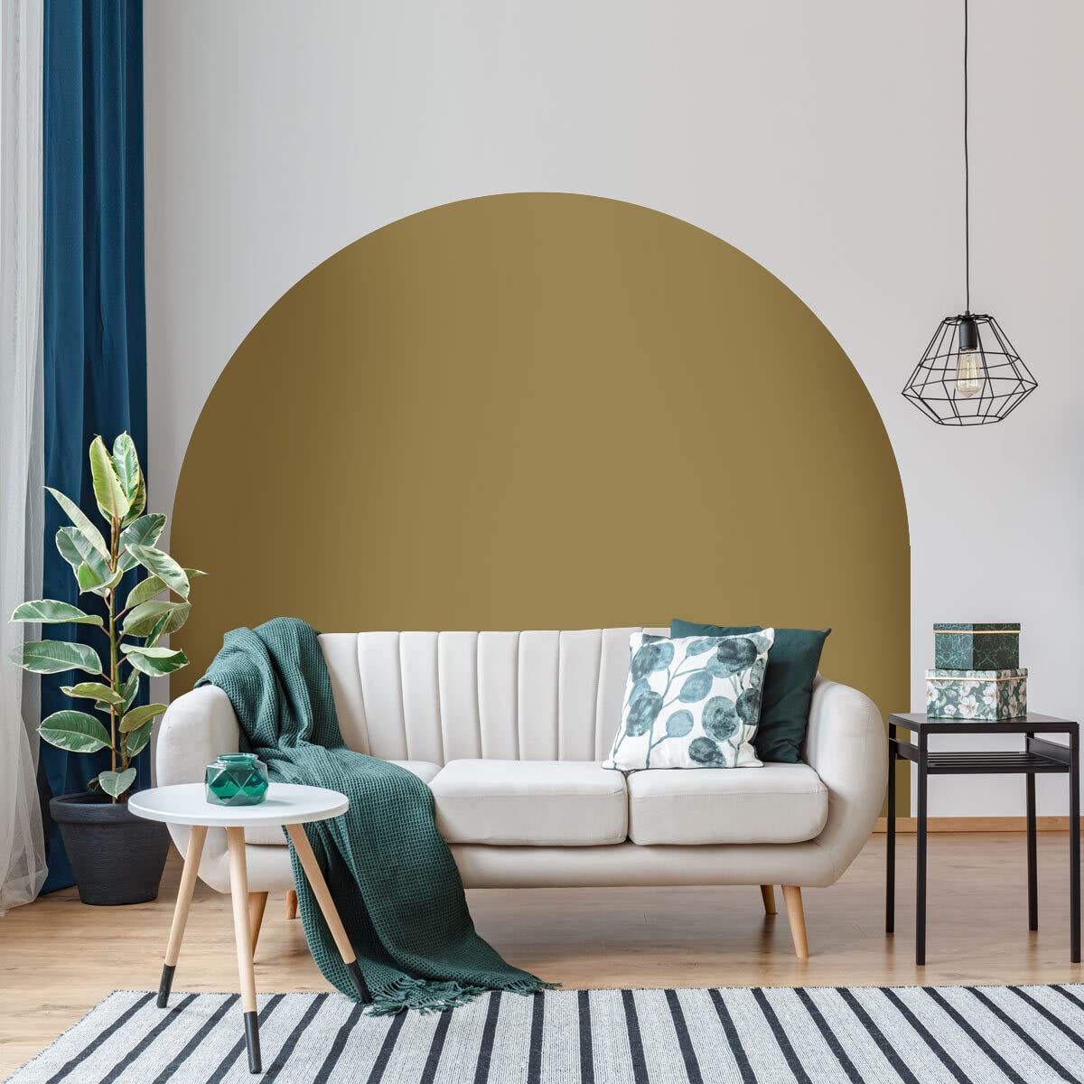 Ambiance Sticker Autocollant Lit Tête de Lit Arche Stickers Muraux | Grand Papier Peint Demi Cercle pour Décoration Salon et Chambre| L58 x H140 cm - Or Dore