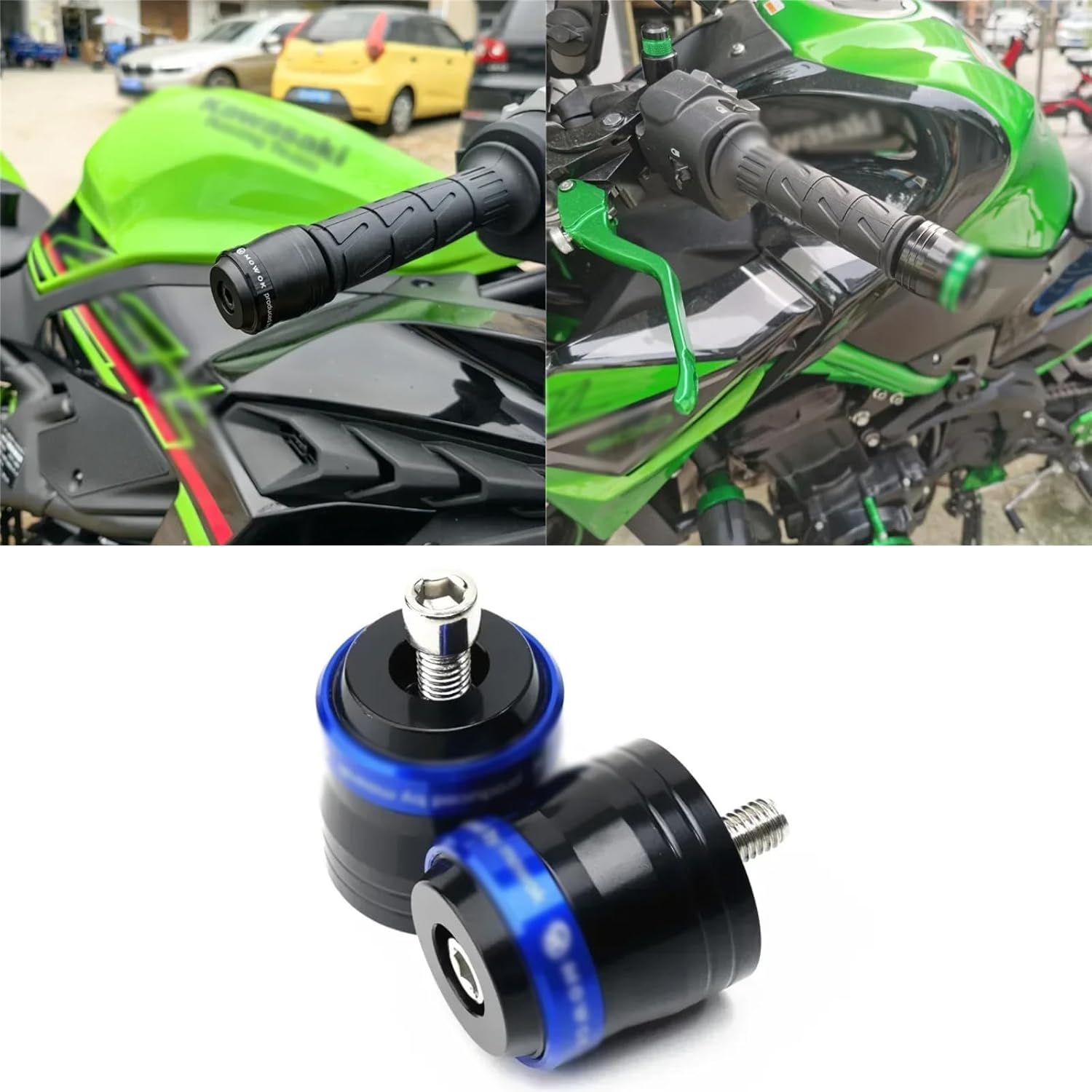 For ZX6R ZX10R ZX14R 2025 2024 Handle Bar End Cap Motorcycle Accessories Handlebar Grip End Weights Plug Slider weighted handle plug zx6r zx10r zx14r (Blue)