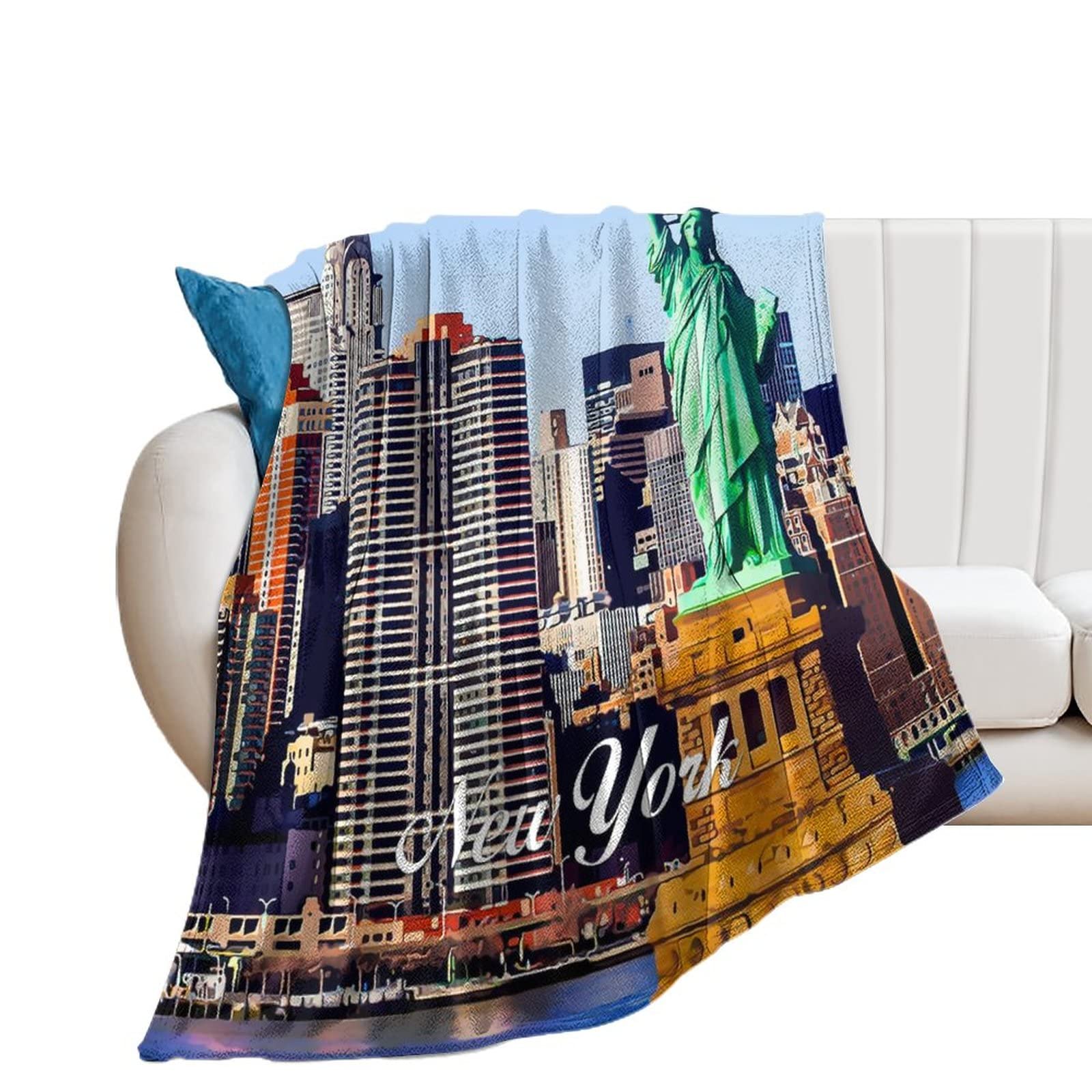 Couverture flanelle New York jeté de canapé design premium doux et épais