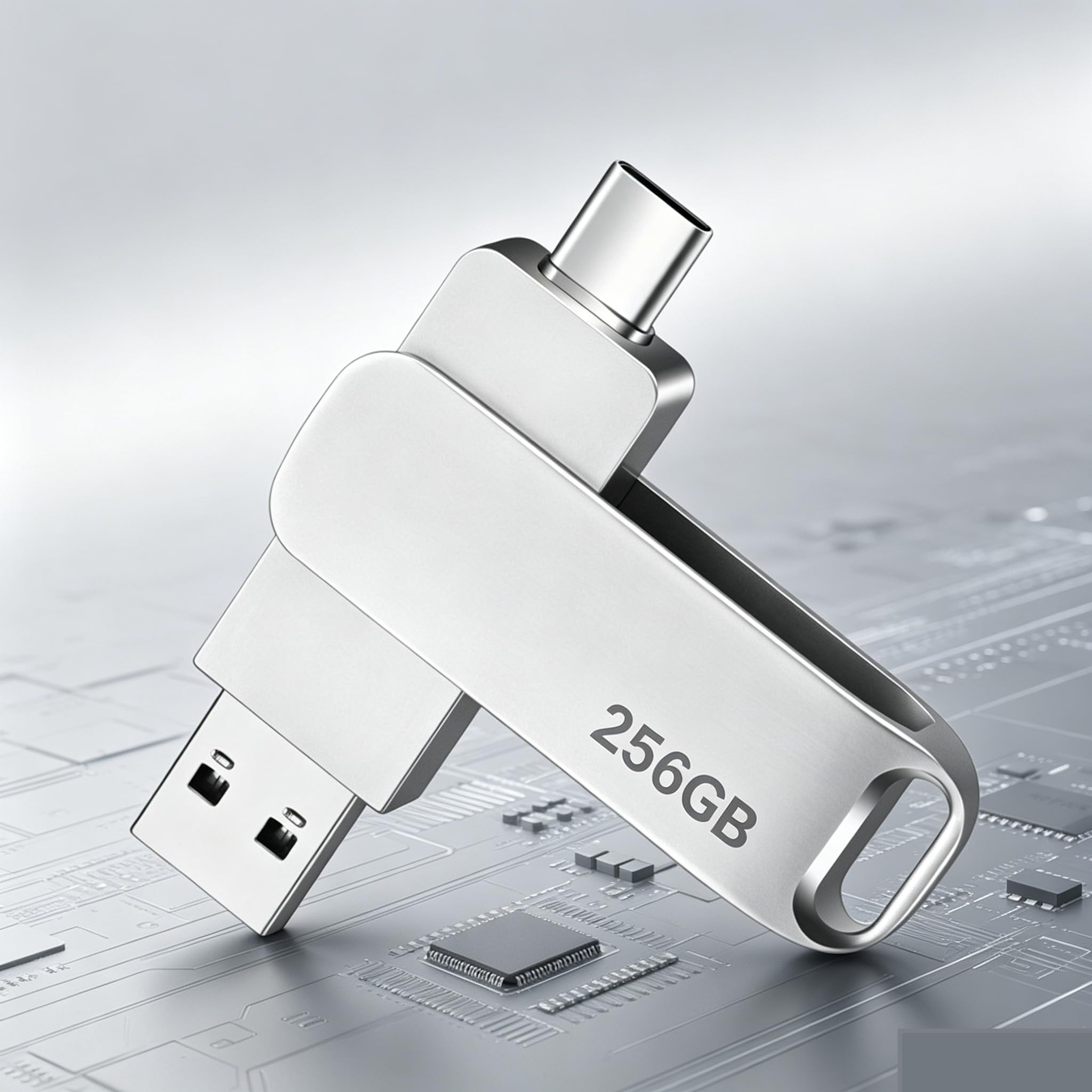 Pen Drive Flash 256GB Dual USB Type-C – Pen Drive USB-C & USB-A 2 em 1 OTG com Carcaça