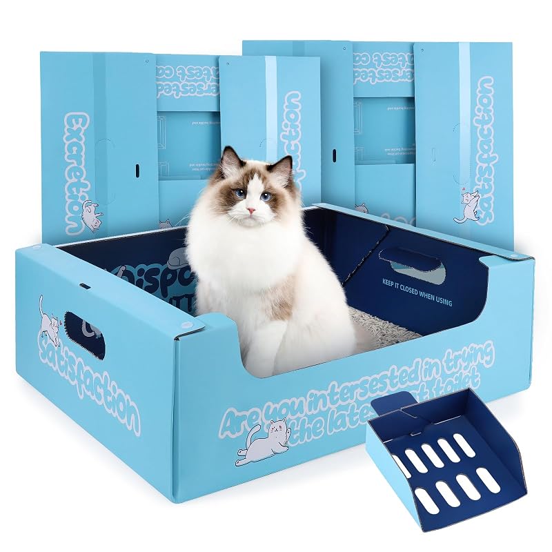 Caixa de Areia Descartável para Gatos ondware com Revestimento Impermeável Grande, Pacote com 3
