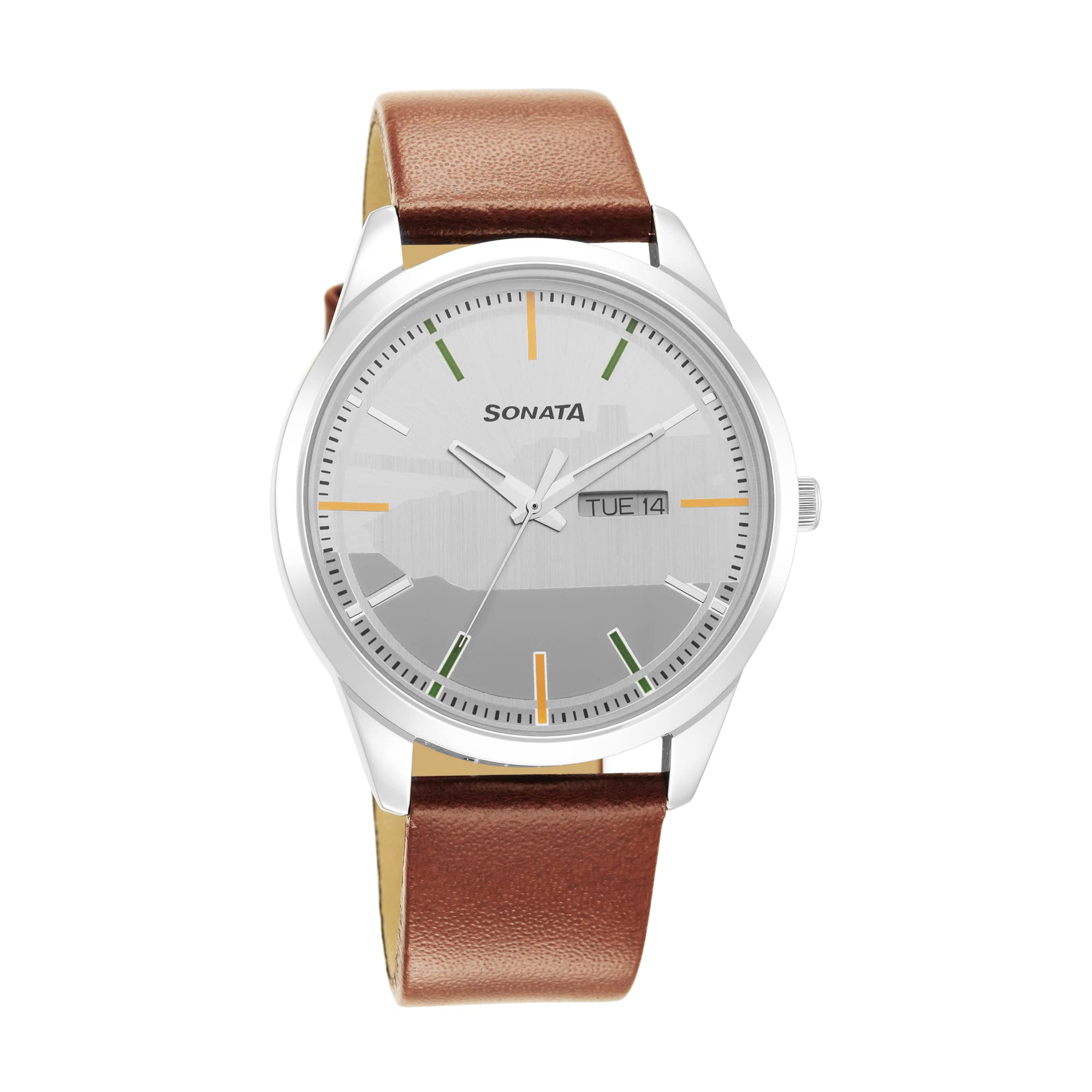 Sonata Force Quartz Analog with Day and Date Silver Dial Leather Strap Watch for Men-NR7146SL06 (B09NM23GRL) Amazon Price History, Amazon Price Tracker