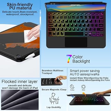 for iPad 9th Generation Case with Keyboard, Magic Magnetic Keyboard Case for iPad 10.2 9th/8th/7th Gen & Air 3,Pro 10.5, Multi-Touch Trackpad - Backlit - Floating Cantilever Stand Wireless Keyboard