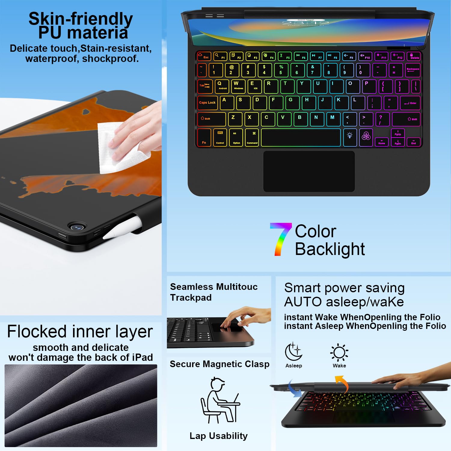 for iPad 9th Generation Case with Keyboard，– Magic Magnetic