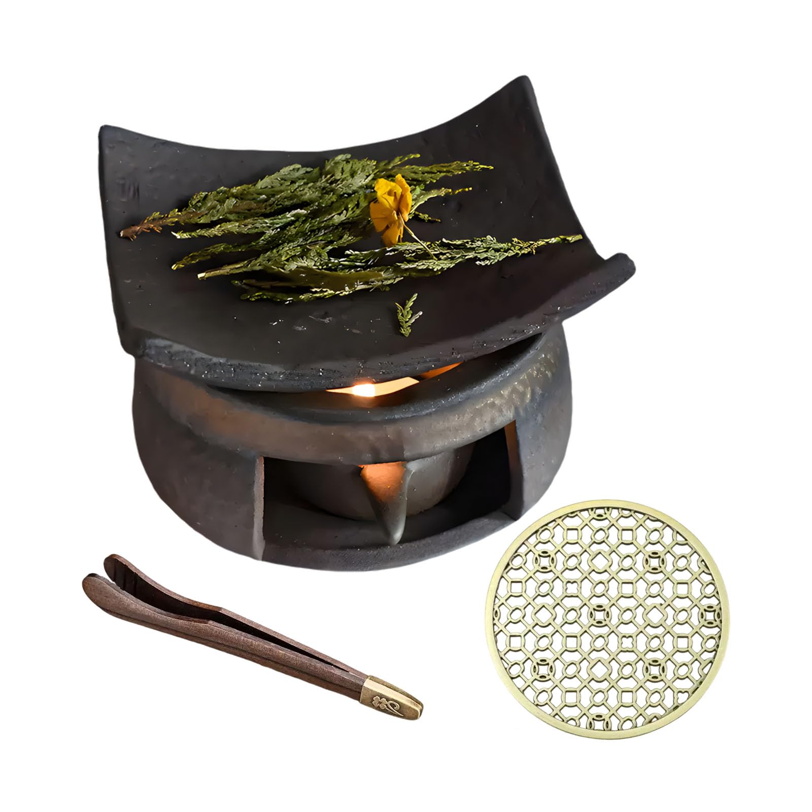 Artistic Ceramic Scented Diffuser Tea Warmer Melter for Relaxation Meditations Home Decor Multifunctional Herbal Scent Stove