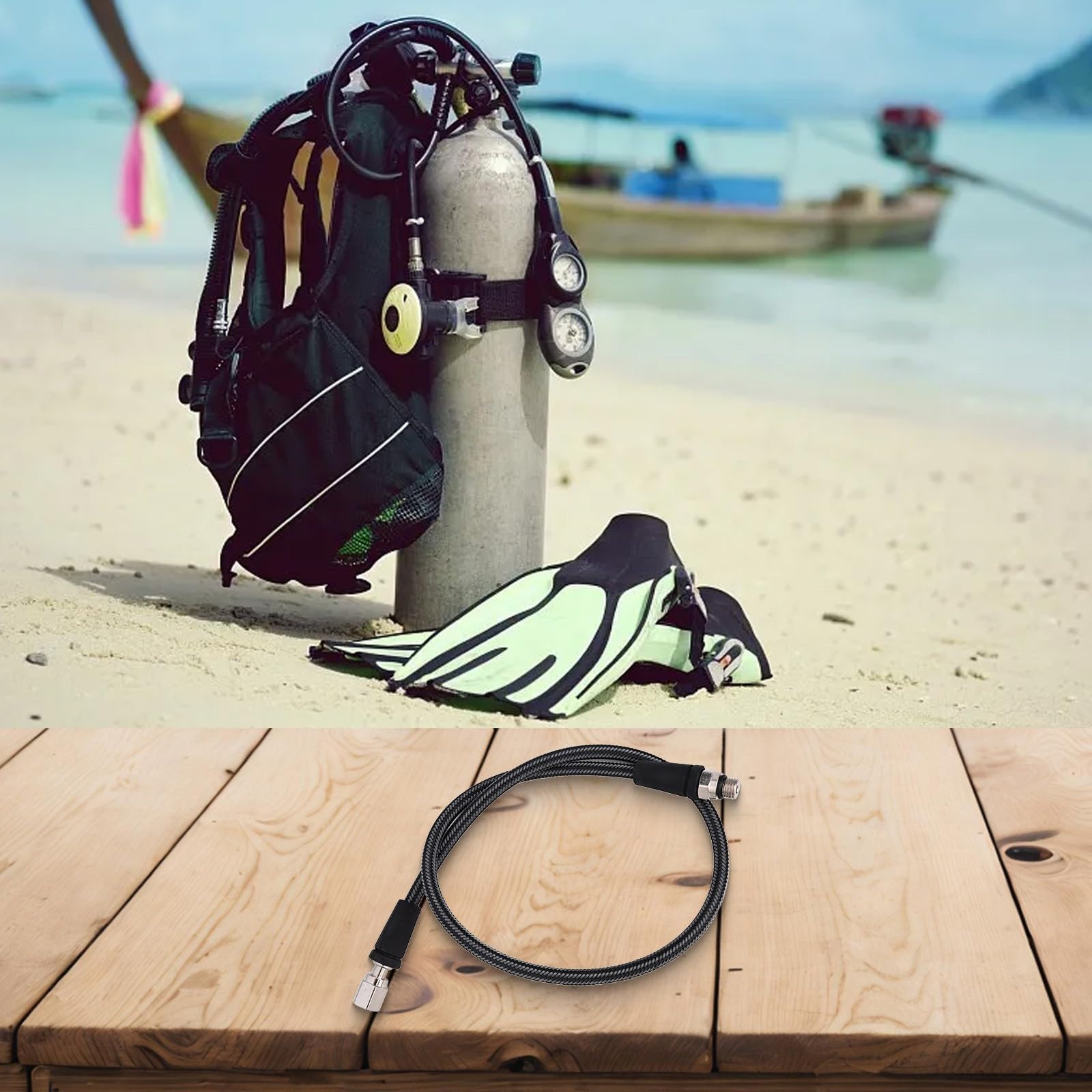 Diving For Braideds High-pressure Hose, Professional Scuba Diving Flexible Braideds Hose, HPs Regulator Hose, For DIDEEP Diving Residual Pressure Tube, 15Cm Side-mounted BCDs Regulator(80cm)