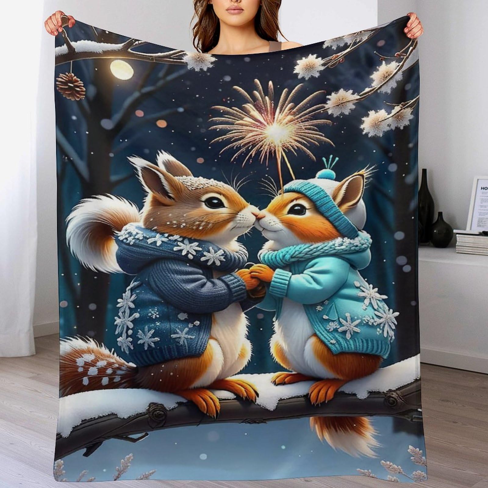 Couverture écureuil 3D chaude et lavable en machine flannel