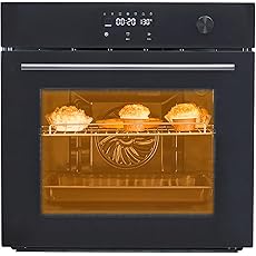 24'Electric Single Wall Oven with 2 Racks 2.6 cu. ft., 8 Functions, Built-in Wall Oven Mechanical Knob, 360°Rotisserie, 220V 3200W True Convection Wall Oven, Safety Lock, Timer, 304 Stainless