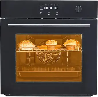 24" Built-in Electric Single Wall Oven, 3000W/240V 2.5Cu.Ft Stainless Steel Convection Built-in Oven with Steam &Grill &Air Frying Mode, Touch Display