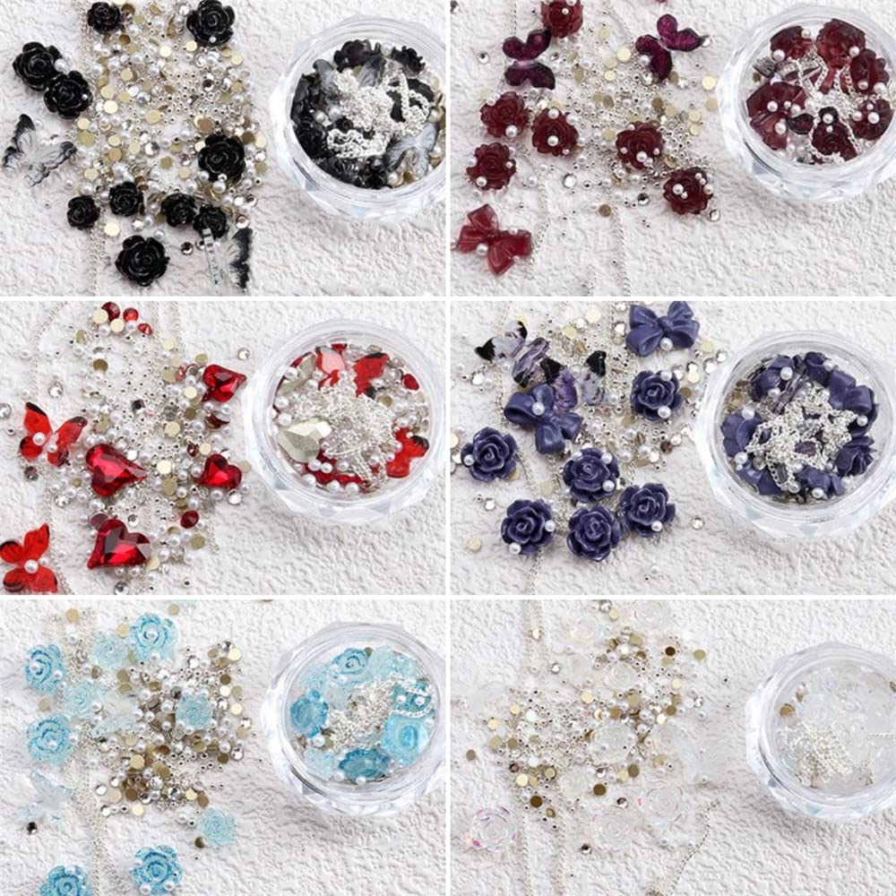 Amazon.co.jp: DUOLEIMI ネイルパーツ 蝶々 花 6ケース ネイル 