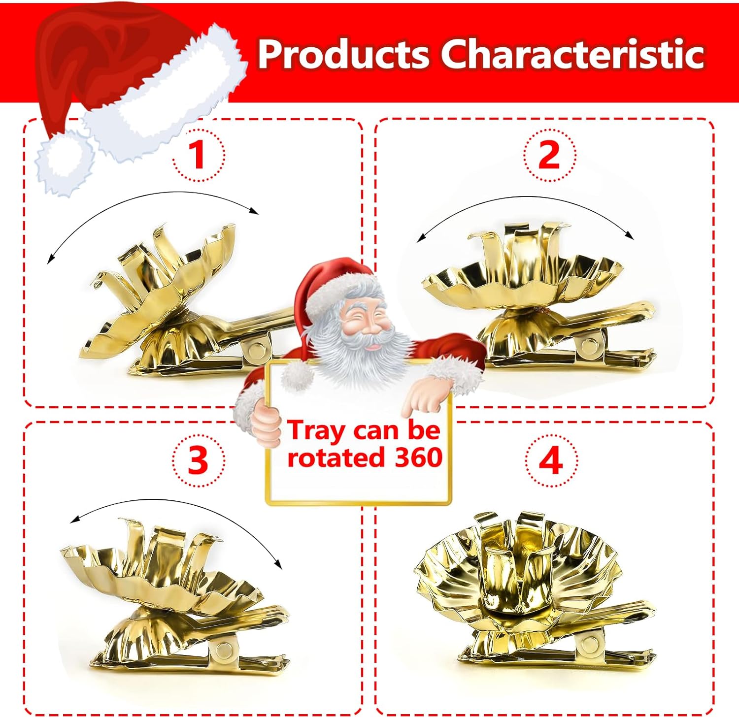 20pcs Christmas Tree Candle Holders Traditional Gold Vintage Candle Holders with Clip Christmas Candle Holders Vintage Candlestick for Christmas Decoration Halloween Wedding Ceremony Birthday