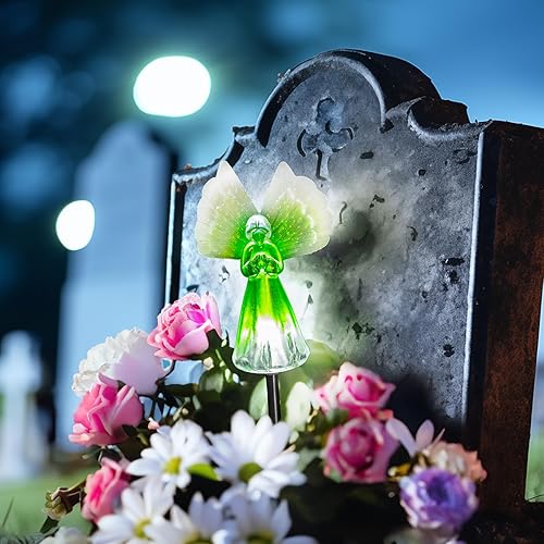 Miniatura 7 de Crosslight Luces LED solares de ángel para jardín (3 unidades)  Impermeable al aire libre Día de los Caídos, Navidad, cementerio y decoración de