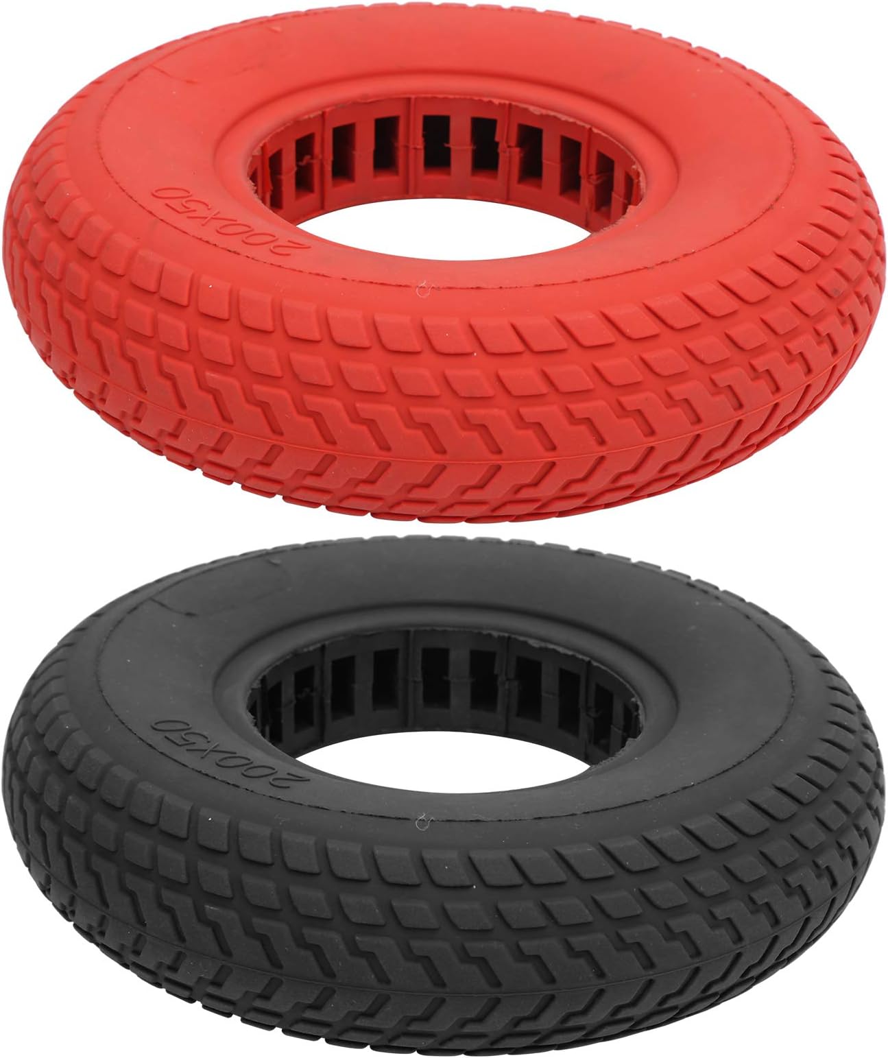 Teror Electric Soter Tyre,200x50mm Explosion‑Proof Solid Tyre Rubber Tire Hollow Out Damping for Electric Soter(Black)