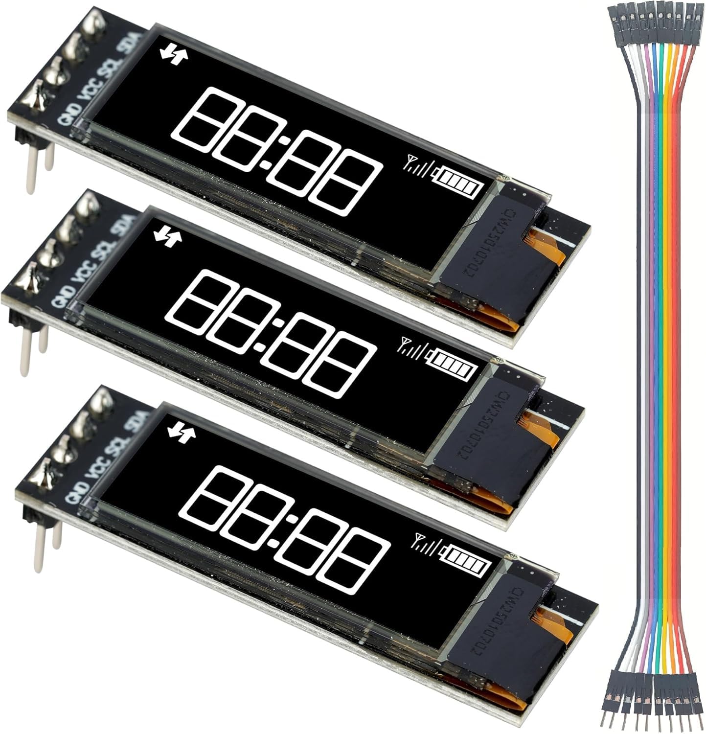 0.91 Inch OLED I2C Display Module 128x32 SSD1306 Monochrome Screen with 4 Pin Connector Jumper Wires for UNO Rduino Raspberry Pi ESP32 STM32 Microcontroller Projects Pack of 3