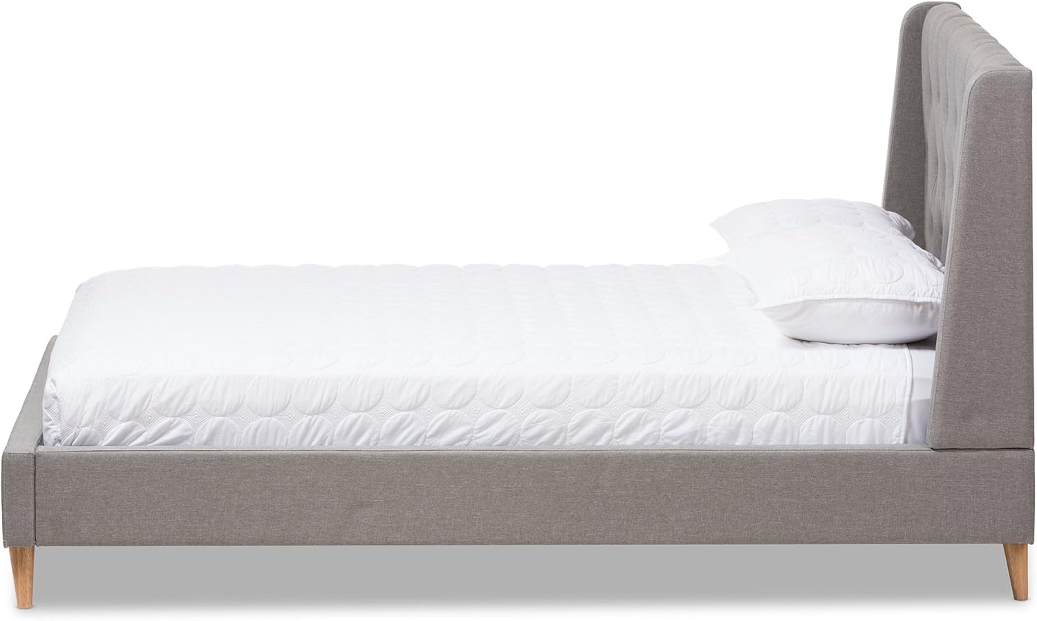 Baxton Studio Adelaide Retro Modern Light Grey Fabric Upholstered King Size Platform Bed