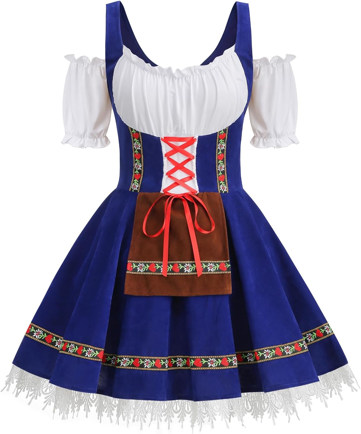 Women Oktoberfest Costume Adult Bavarian German Beer Velvet Dress Halloween Carnival