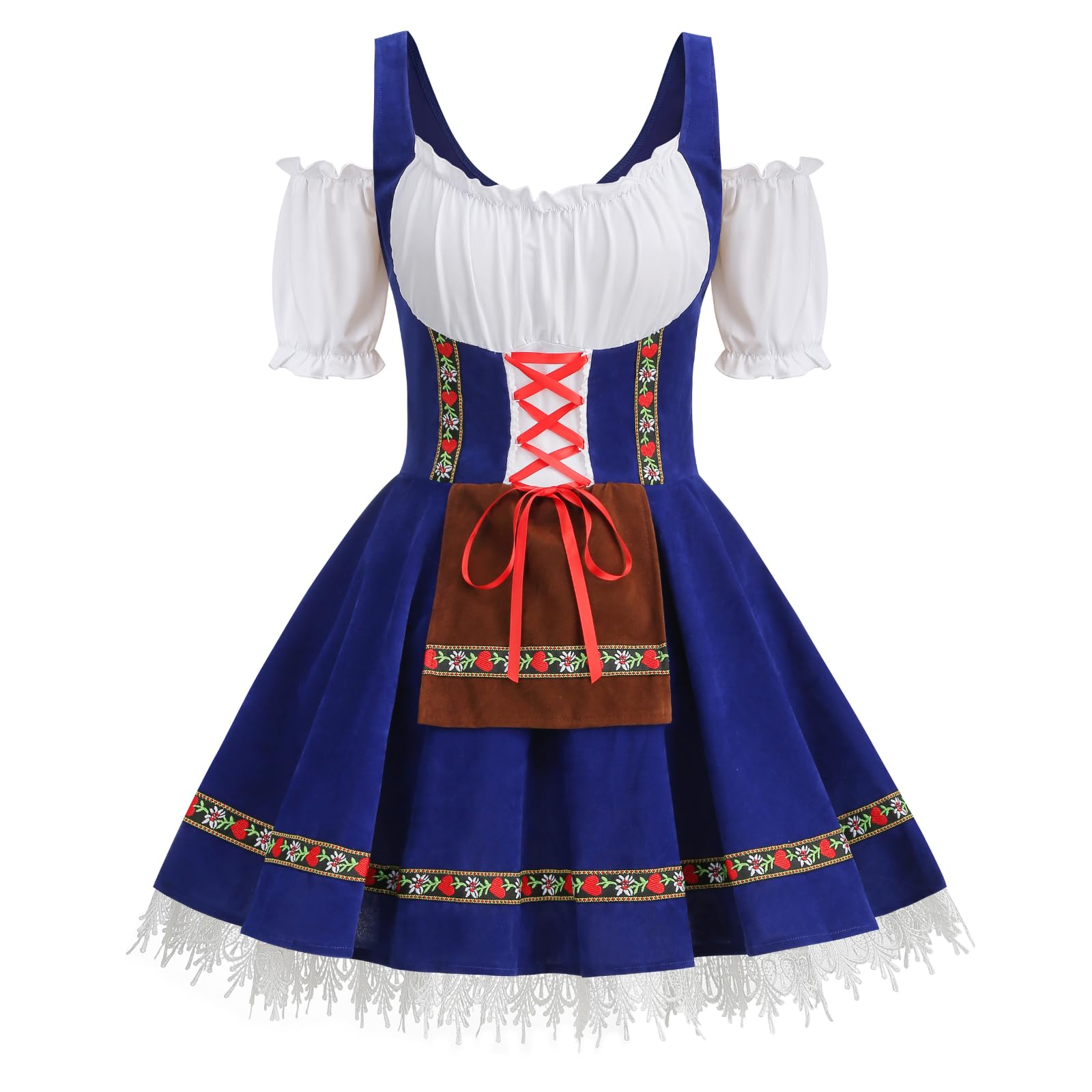 Womens Oktoberfest Costume, Velvet German Bavarian Dress for Halloween Carnival
